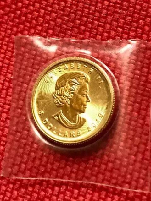 2019 Canada 1/10 Oz Fine Gold Maple Leaf $5 Bu Coin In Mint Seal 14k Yellow