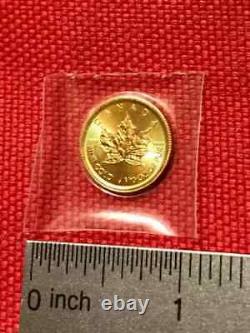 2019 Canada 1/10 oz Fine Gold Maple Leaf $5 BU Coin in Mint Seal 14k Yellow FN