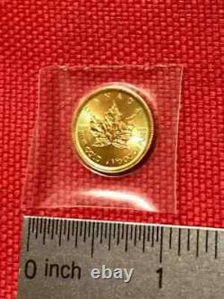 2019 Canada 1/10 oz Fine Gold Maple Leaf BU Mint Seal Coin Size 1.22mm