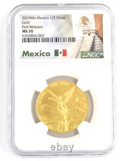 2019 Mexico Mo Mint 1/2 Onza. 999 Fine 1/2 Ounce Gold Coin NGC Graded MS70