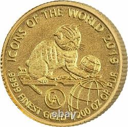 2019 Rwanda 1/200 Oz Fine Gold. 9999 BU Coin Cat WWF Fauna Wildlife 10 Francs