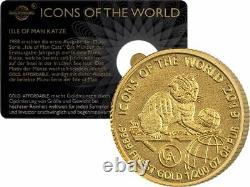 2019 Rwanda 1/200 Oz Fine Gold. 9999 BU Coin Cat WWF Fauna Wildlife 10 Francs