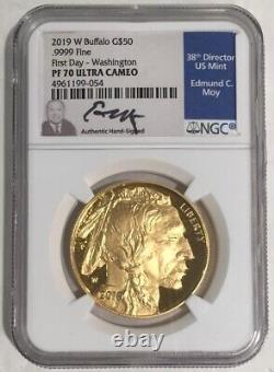 2019 W Buffalo G$50.9999 Fine Ngc Graded Pf 70 Ultra Cameo Ed Moy Hand Signed