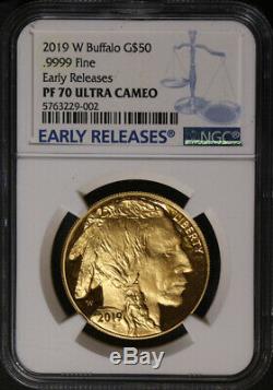 2019-W Buffalo Gold $50 9999 Fine NGC PF70 Ultra Cameo Early Releases Blue Label