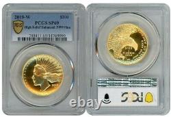 2019 W Gold American Liberty $100 High Relief Enhanced. 9999 Fine Pcgs Sp69 Gold