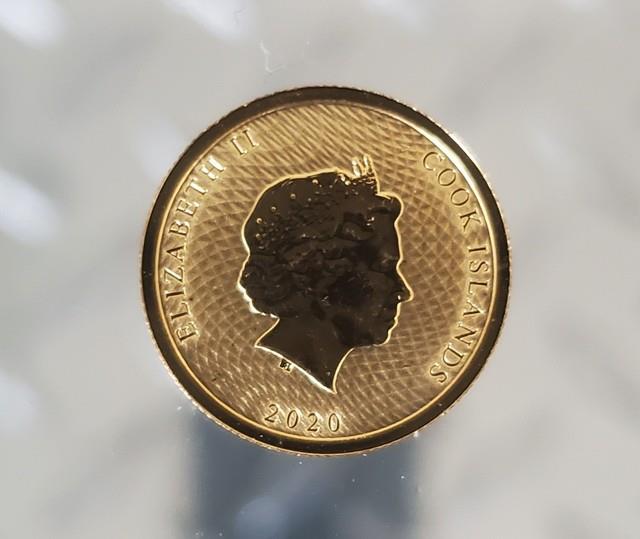 2020 1/10oz Cook Islands Bounty Ship $10 9999 Fine Gold Coin Bu