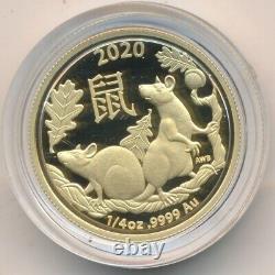 2020 Australia Gold 1/4 Oz 9999 Fine Year Of The Mouse $25-scarce! Ships Free