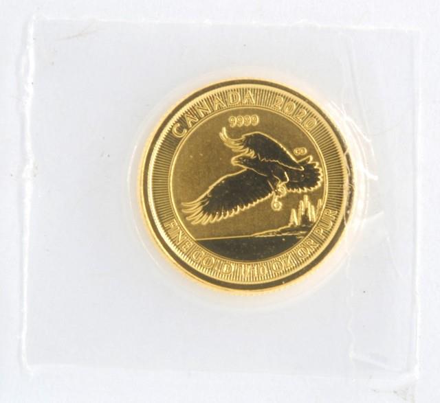 2020 Canada Bald Eagle 1/10th Ounce. 999 Fine Gold Coin Elizabeth Ii Bullion