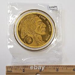2020 Cook Islands $25 Coin 1200 mg. 9999 Fine Gold Indian Head Buffalo G2634