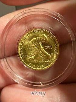 2020 Gold Bullion 999 fine 24KT 1/10 Oz Colorado Prospector