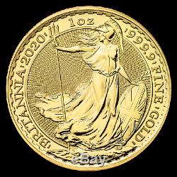 2020 Great Britain 1 oz Gold Britannia Coin BU. 9999 Fine Gold UK 100 Pounds