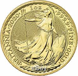 2020 Great Britain 1oz Gold Britannia. 9999 Fine BU