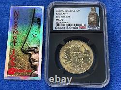 2020 Great Britain 1ozt. 9999 Fine Gold Royal Arms Coin, MS 70 First Releases