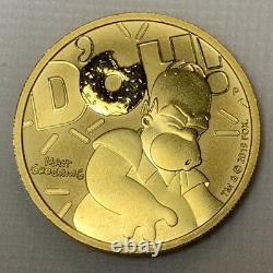 2020 Homer Simpson $100 1oz. 9999 FINE SOLID GOLD BULLION COIN