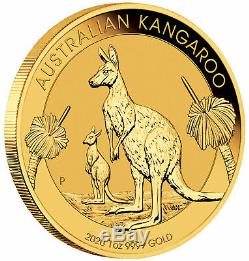 2020-P $100 1oz Australian Gold Kangaroo. 9999 Fine BU Perth Mint