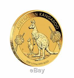 2020-P $15 1/10oz Australian Gold Kangaroo. 9999 Fine BU Perth Mint