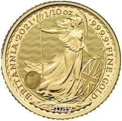 2021 1/10oz Gold Britannia Coin. 9999 Fine BU