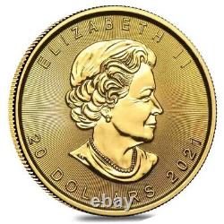 2021 1/2 oz Canadian Gold Maple Leaf $20 Coin. 9999 Fine BU (Sealed)