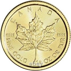 2021 1/4 oz Canadian. 9999 Fine Gold $10 Maple Leaf Coin BU- Mint Sealed