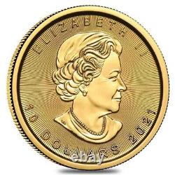 2021 1/4 oz Canadian Gold Maple Leaf $10 Coin. 9999 Fine BU (Sealed)