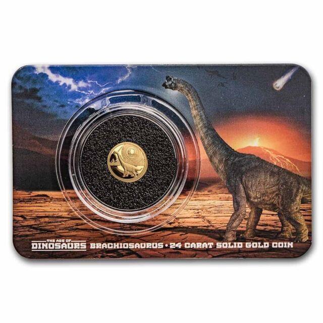 2021 $10 Solomon Islands. 5g Fine Gold Brachiosaurus 1/2 Gram Proof Coin 24k