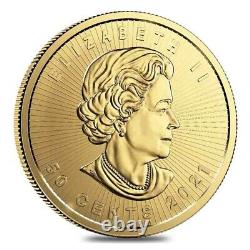 2021 25 x 1 gram Canadian Gold Maples $. 5 Coin. 9999 Fine Maplegram25 In