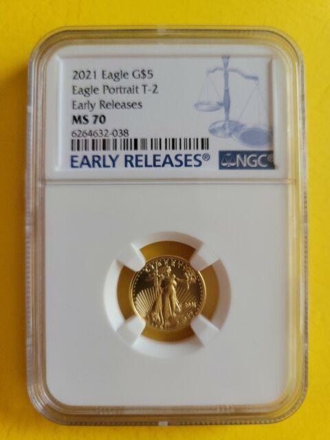 2021 American Gold Eagle Type 2 1/10 Oz $5 Ngc Ms70 Early Releases