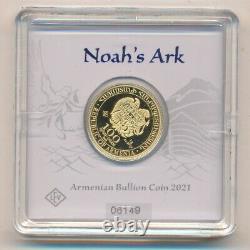 2021 Armenia 1 Gram Gold Noah's Ark-9999 Fine Gold In Specialized Holder-free Sh