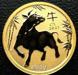 2021 Australia P 1/10 oz. Gold Lunar Series III Year of the Ox. 9999 Fine Gold