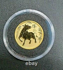 2021 Australia P 1/4 oz. Gold Lunar Series III Year of the Ox. 9999 Fine Gold