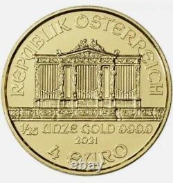 2021 Austria Gold Philharmonic 4 Euro 1/25 oz 9999 Fine Gold BU