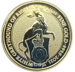 2021 British 1/4 oz Gold Queens Beast White Greyhound. 9999 Fine