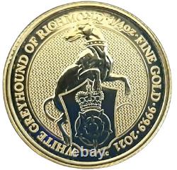 2021 British 1/4 oz Gold Queens Beast White Greyhound. 9999 Fine