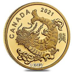 2021 Canada 1/20 oz Triumphant Dragon Proof Gold Coin. 9999 Fine (withBox & COA)