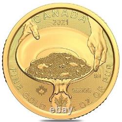 2021 Canada 1 oz Gold Panning for Gold Coin Klondike Gold Rush. 99999 Fine BU