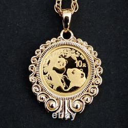 2021 Chinese 10 Yuan Panda 1 Gram. 999 Fine Gold Coin 14K Yellow Gold Necklace