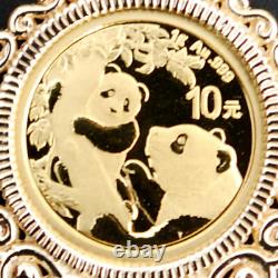 2021 Chinese 10 Yuan Panda 1 Gram. 999 Fine Gold Coin 14K Yellow Gold Necklace
