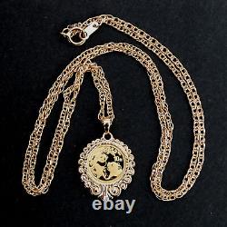 2021 Chinese 10 Yuan Panda 1 Gram. 999 Fine Gold Coin 14K Yellow Gold Necklace