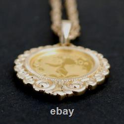 2021 Chinese 10 Yuan Panda 1 Gram. 999 Fine Gold Coin 14K Yellow Gold Necklace