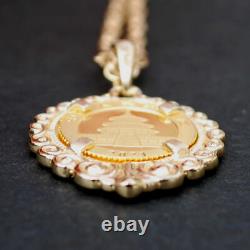 2021 Chinese 10 Yuan Panda 1 Gram. 999 Fine Gold Coin 14K Yellow Gold Necklace