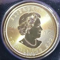2021 Gold Canadian Maple Leaf 1/4 oz. Fine Gold. 9999 Gem Brilliant