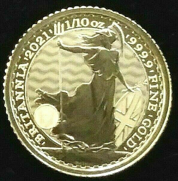 2021 Great Britain Gold Britannia 1/10th Oz £10 Coin Gem Bu. 9999 Fine Gold