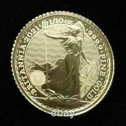 2021 Great Britain Gold Britannia 1/10th oz £10 Coin GEM BU. 9999 Fine Gold