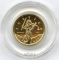 2021 Justice Gibraltar 9999 Fine Gold 1/10th Oz Troy 5 Pound Coin CC704