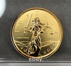 2021 Lady Justice 1oz Gold Coin Gibraltar. 9999 Fine Gold Coin First Year