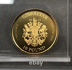 2021 Lady Justice 1oz Gold Coin Gibraltar. 9999 Fine Gold Coin First Year