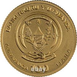 2021 Rwanda 1/100 Oz Fine Gold Coin Cat WWF Fauna Wildlife Diamond