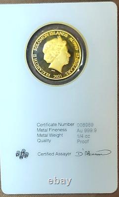 2021 Solomon Islands 1/4 Troy Ounce. 9999 Fine Gold Statue Of Liberty Gold Coin