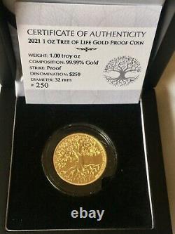 2021 TREE OF LIFE CHRISTIAN 1 OZ. 999 FINE SOLID GOLD COIN ONLY 250 Mintage