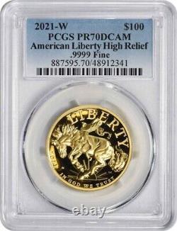 2021-W $100 American Liberty High Relief. 9999 Fine Gold PR70DCAM PCGS